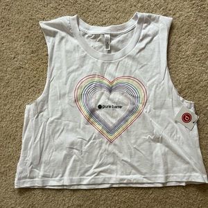 NWT pure barre pride cropped tank heart white medium large